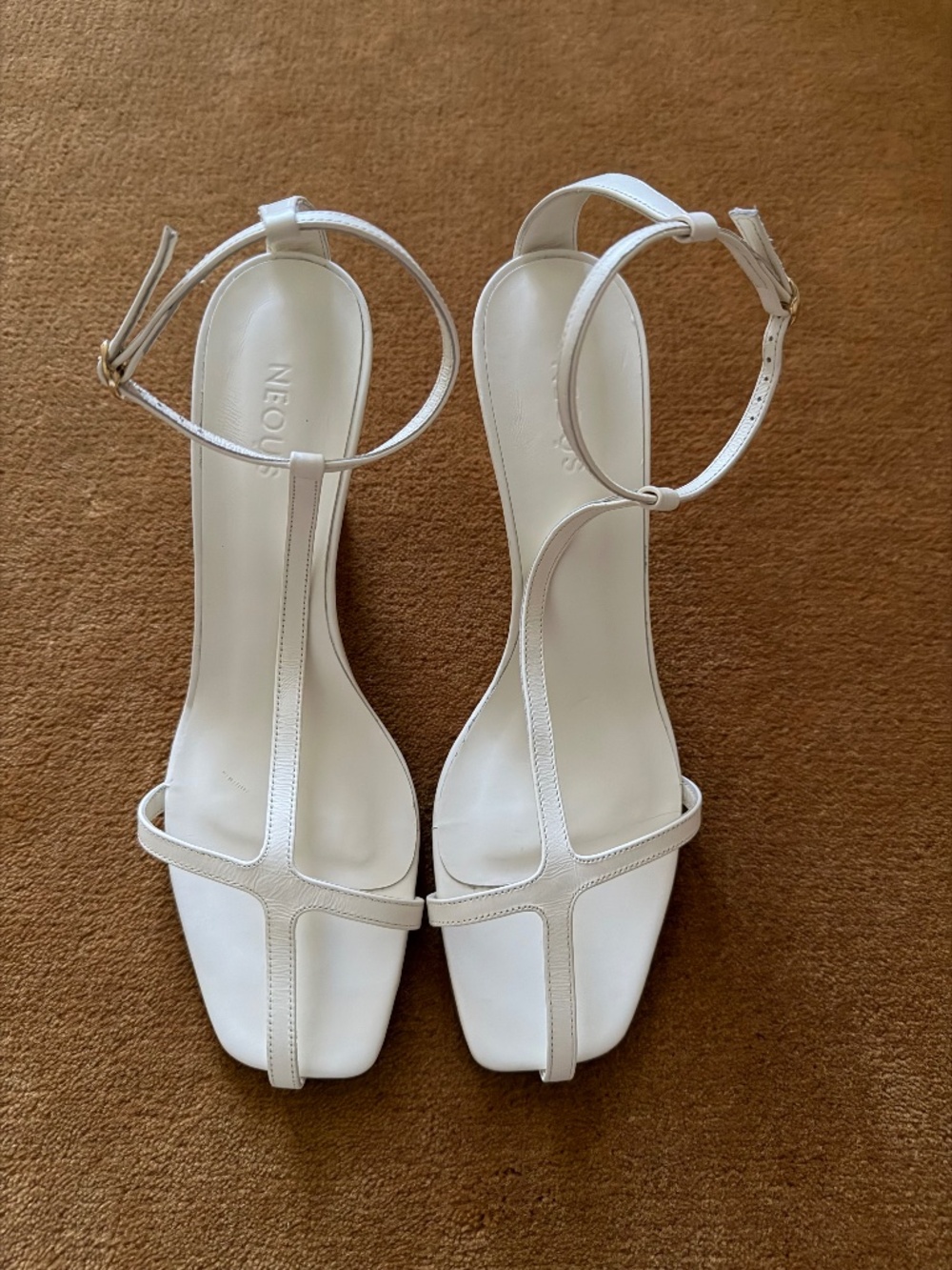 Neous White Ankle Strap Sandals - Picture 1 of 10